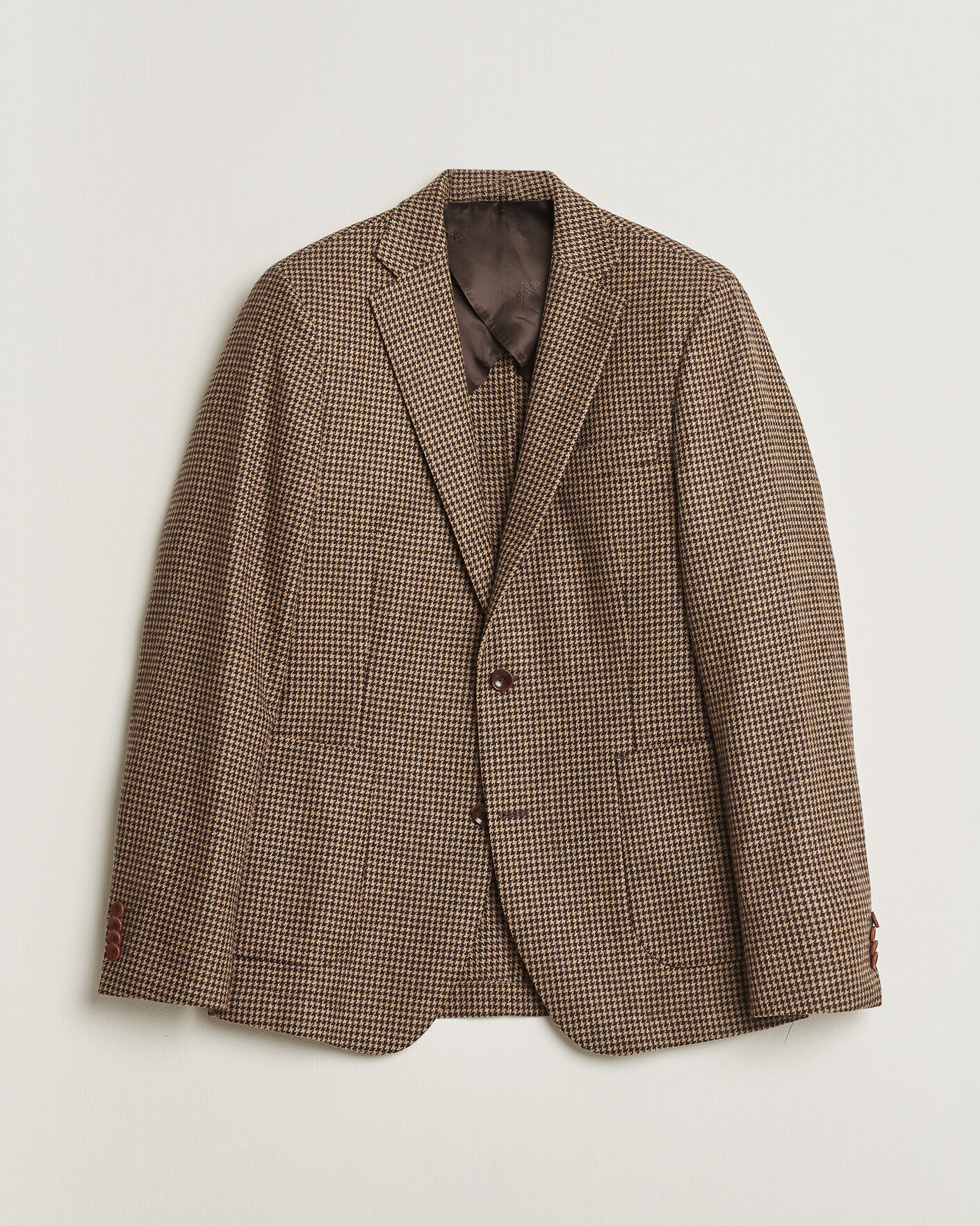 Uomini | Giacca da abito Pre-owned | Pre-owned | Oscar Jacobson Einar Houndstooth Wool Blazer Brown 50