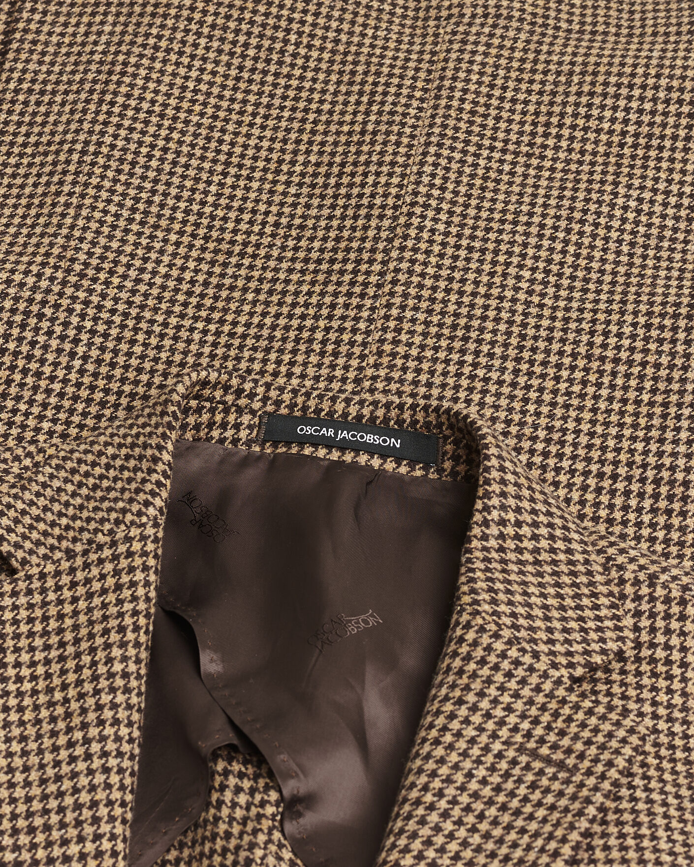 Uomini | Giacca da abito Pre-owned | Pre-owned | Oscar Jacobson Einar Houndstooth Wool Blazer Brown 50