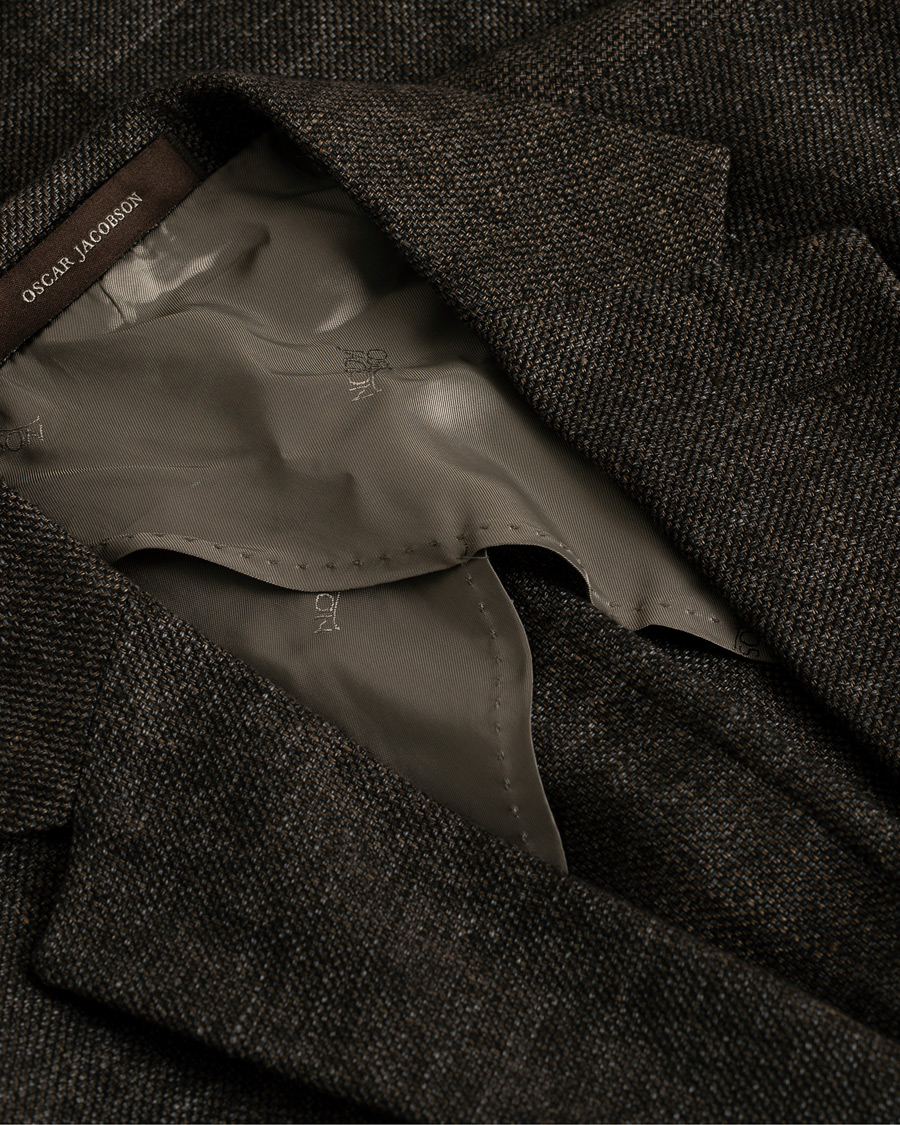 Uomini | Oscar Jacobson Einar Linen/Wool Patch Pocket Blazer Brown 52 | Pre-owned | Oscar Jacobson Einar Linen/Wool Patch Pocket Blazer Brown 52