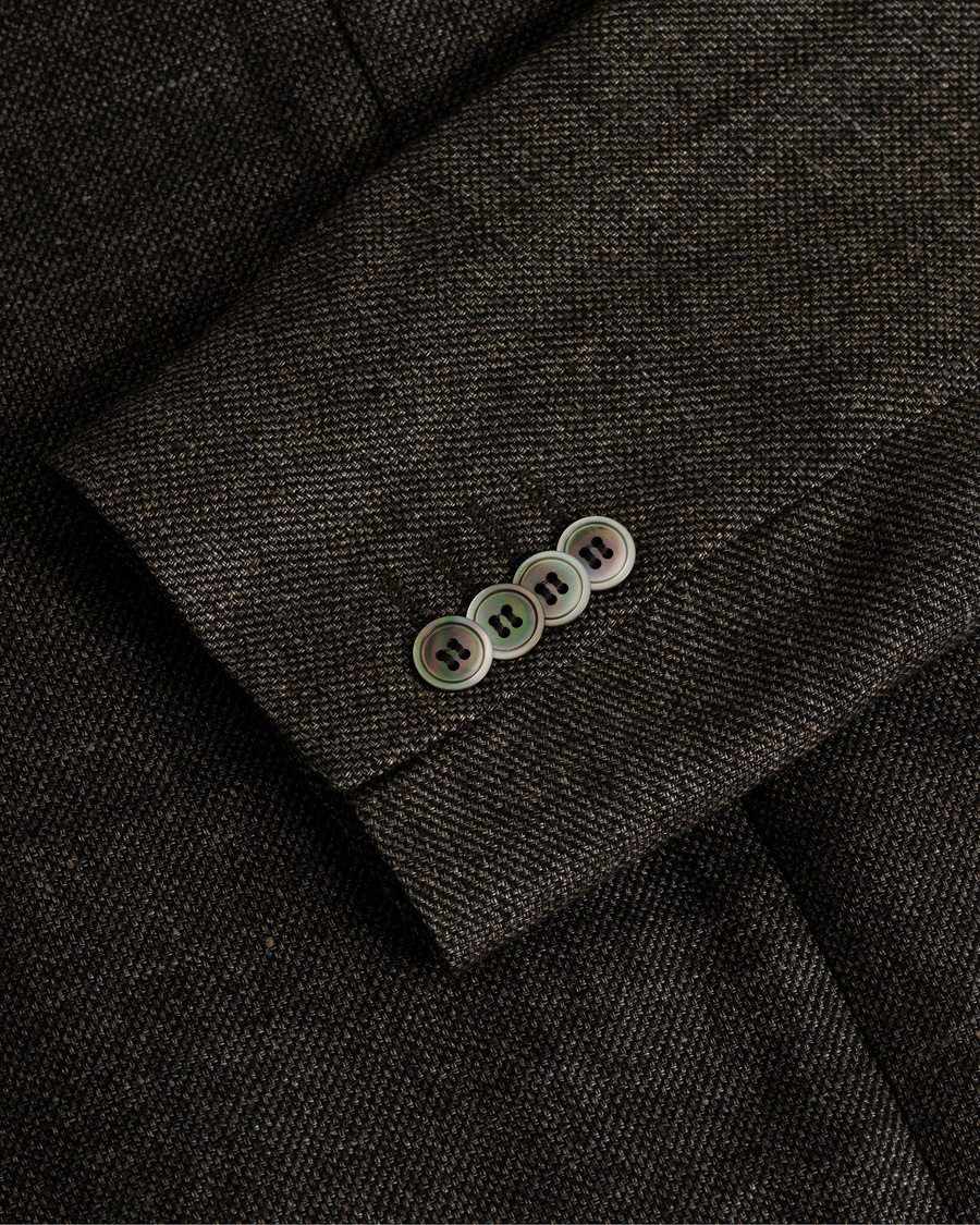 Uomini | Blazers | Pre-owned | Oscar Jacobson Einar Linen/Wool Patch Pocket Blazer Brown 52