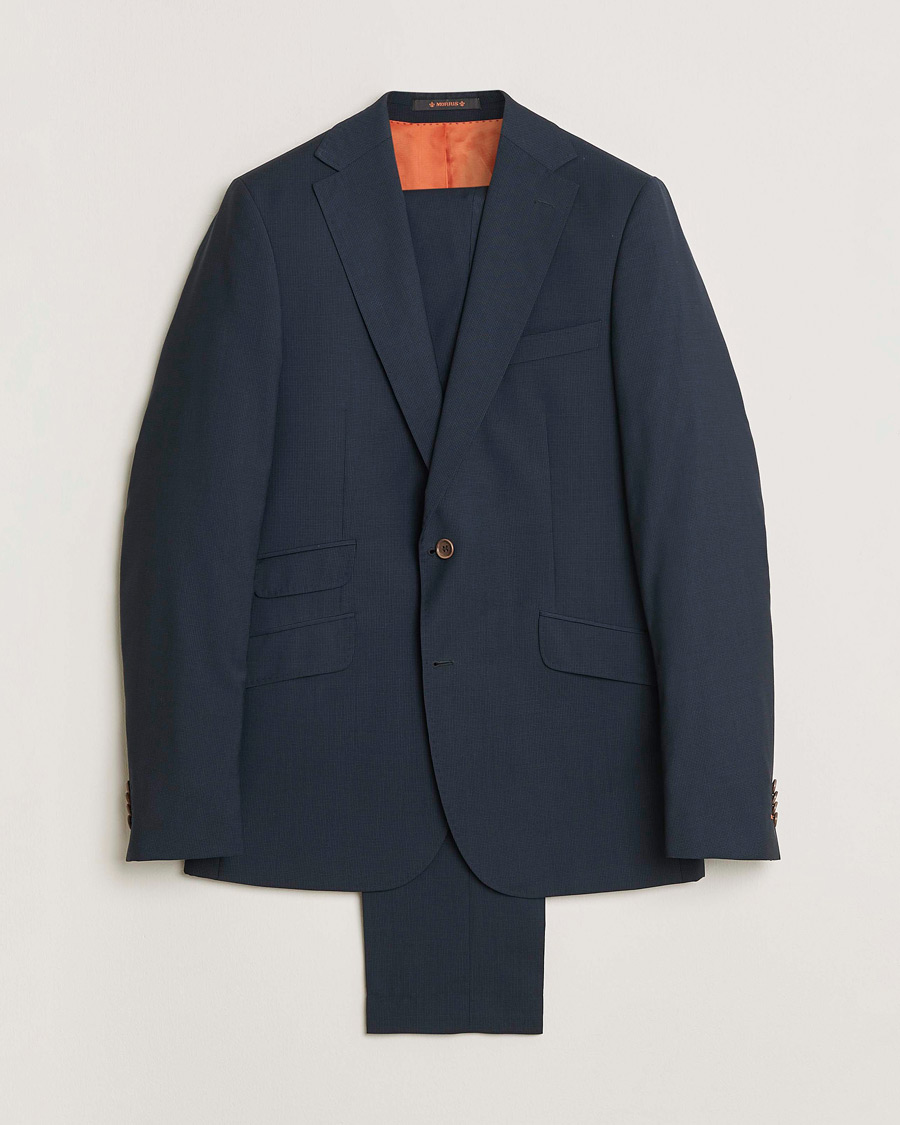 Uomini | Abiti Pre-owned | Pre-owned | Morris Wool Suit Navy Check 150