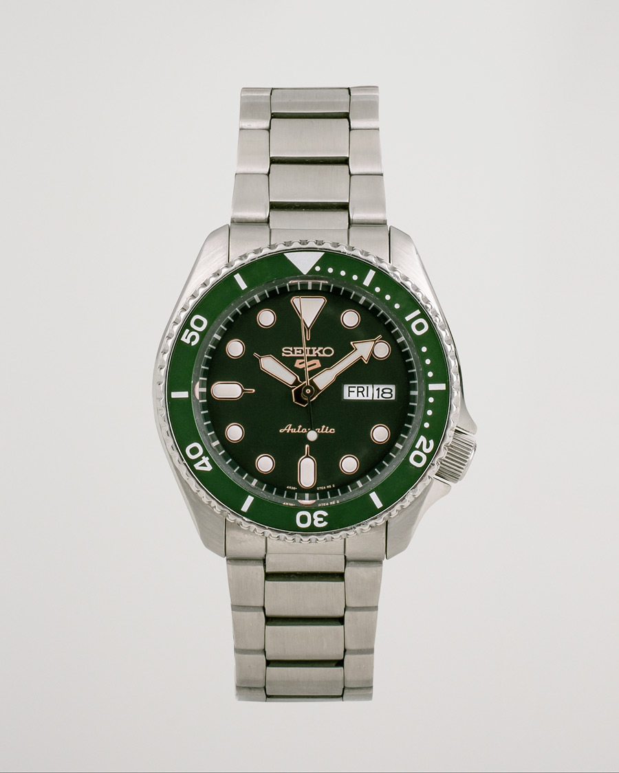 Uomini | Seiko 5 Sports Mens 43mm 100m Automatic Steel/Green Dial | Pre-owned | Seiko 5 Sports Mens 43mm 100m Automatic Steel/Green Dial