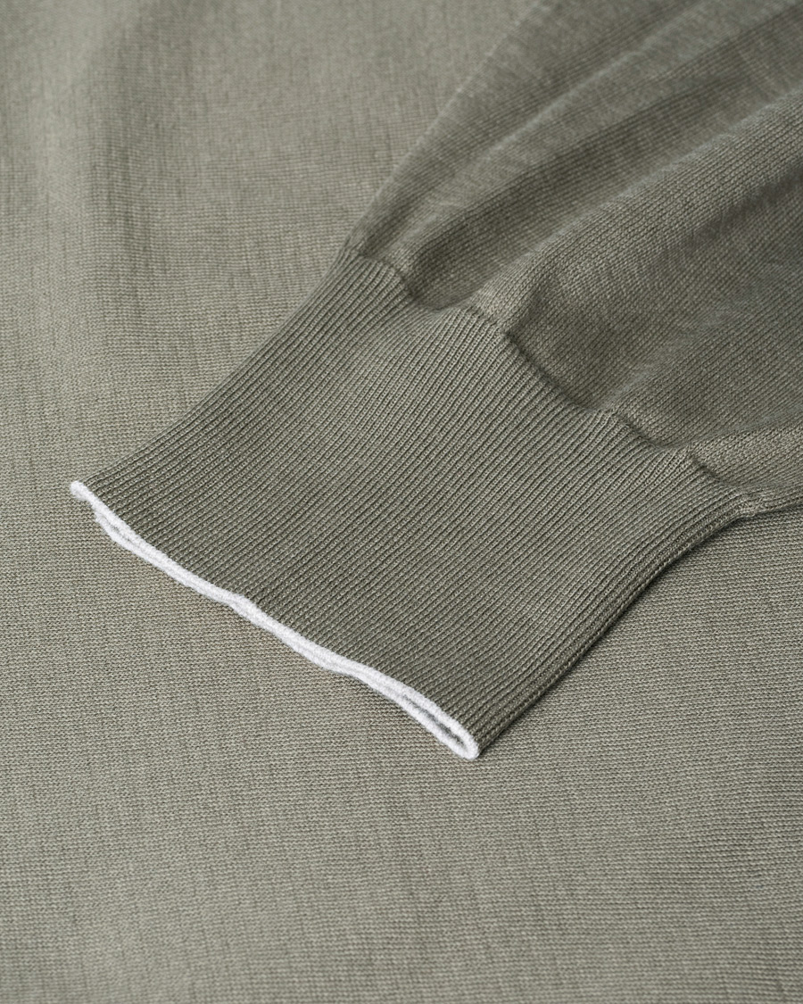 Uomini | Brunello Cucinelli Crew Neck Cotton Contrast Pullover Olive Green | Pre-owned | Brunello Cucinelli Crew Neck Cotton Contrast Pullover Olive Green