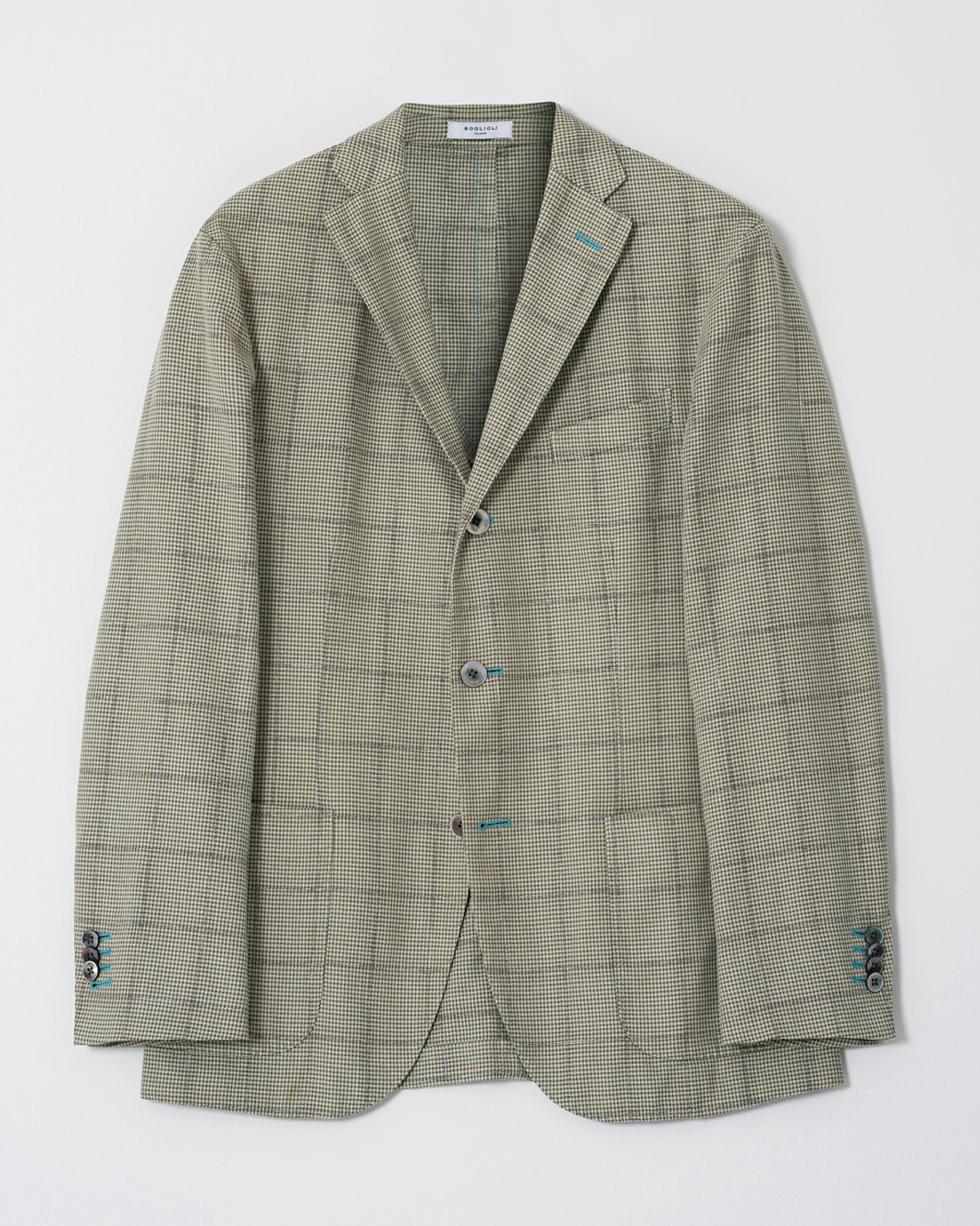 Uomini | Boglioli K Jacket Houndstooth Overcheck Blazer Green 46 | Pre-owned | Boglioli K Jacket Houndstooth Overcheck Blazer Green 46
