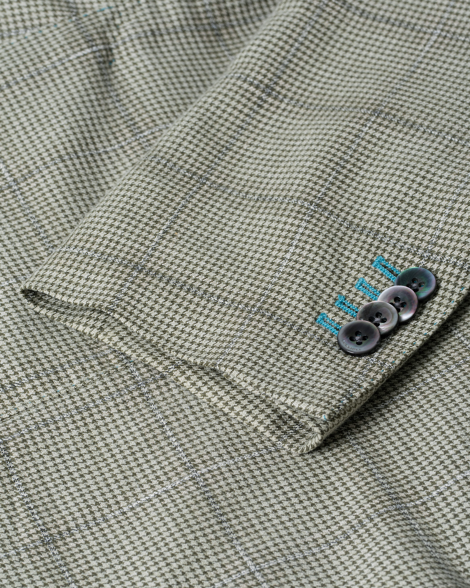 Uomini | Boglioli K Jacket Houndstooth Overcheck Blazer Green 46 | Pre-owned | Boglioli K Jacket Houndstooth Overcheck Blazer Green 46