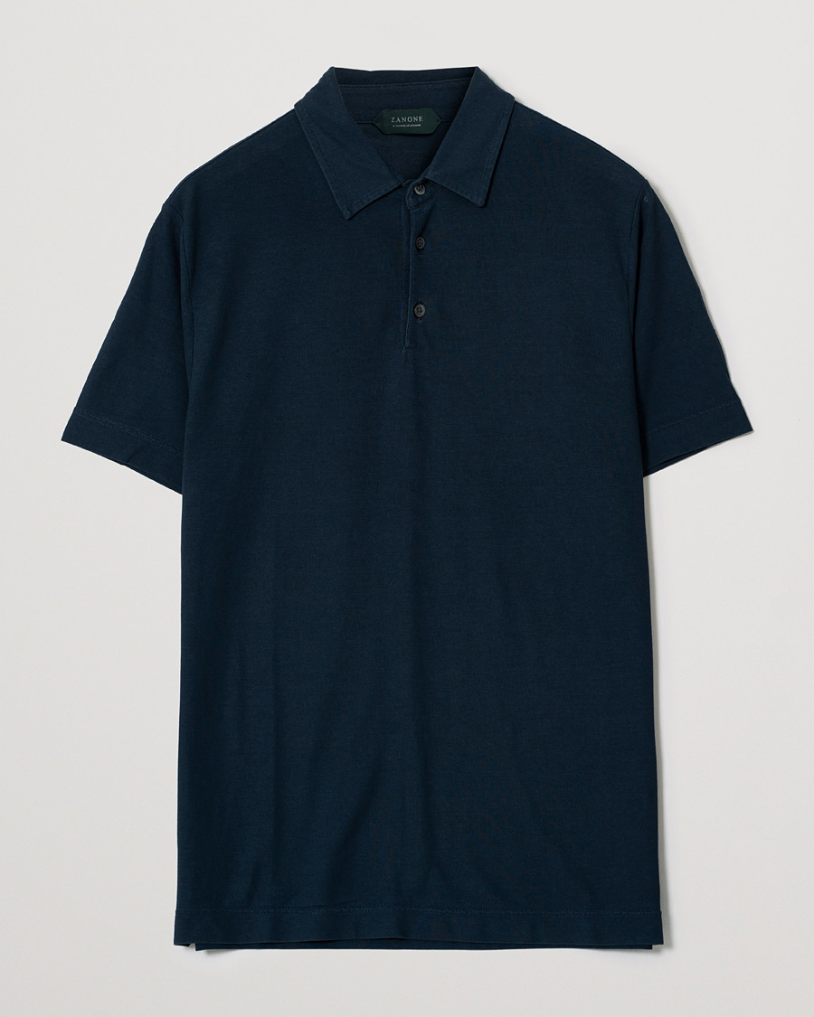 Uomini | Zanone Ice Cotton Short Sleeve Polo Dark Blue 52 | Pre-owned | Zanone Ice Cotton Short Sleeve Polo Dark Blue 52