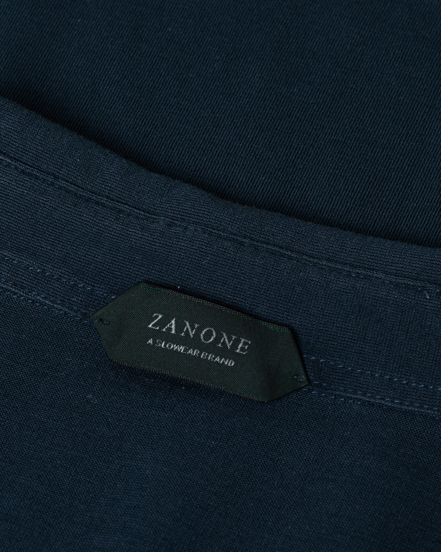 Uomini | Zanone Ice Cotton Short Sleeve Polo Dark Blue 52 | Pre-owned | Zanone Ice Cotton Short Sleeve Polo Dark Blue 52