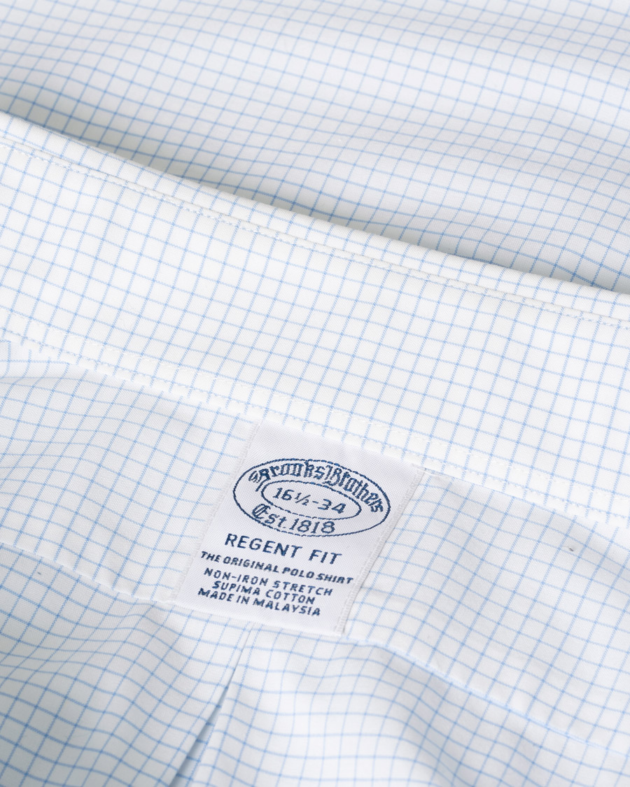 Uomini | Brooks Brothers Regent Fit Non Iron Gingham Shirt Blue | Pre-owned | Brooks Brothers Regent Fit Non Iron Gingham Shirt Blue