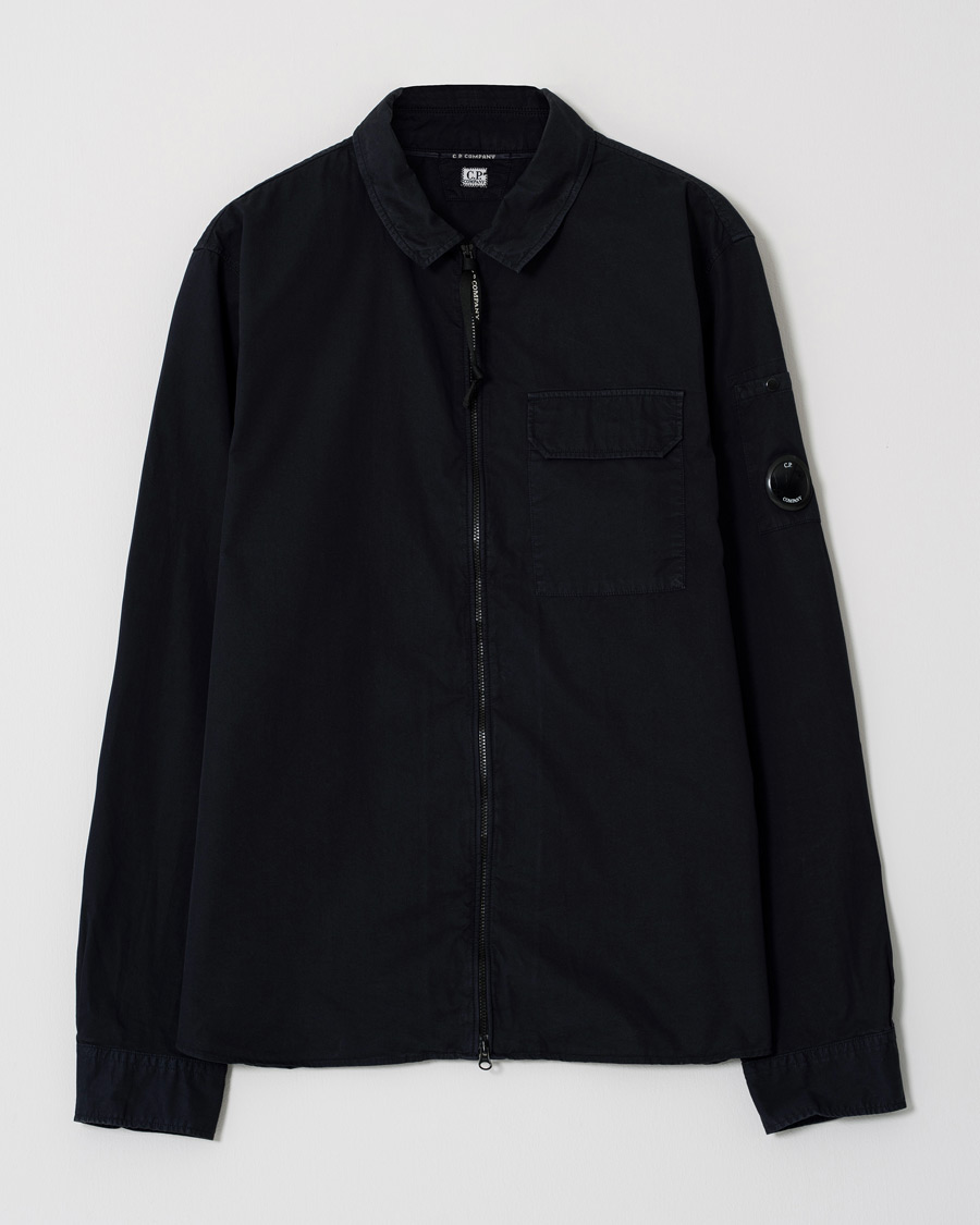 Uomini | C.P. Company Garment Dyed Gabardine Zip Shirt Jacket Eclipse XXL | Pre-owned | C.P. Company Garment Dyed Gabardine Zip Shirt Jacket Eclipse XXL