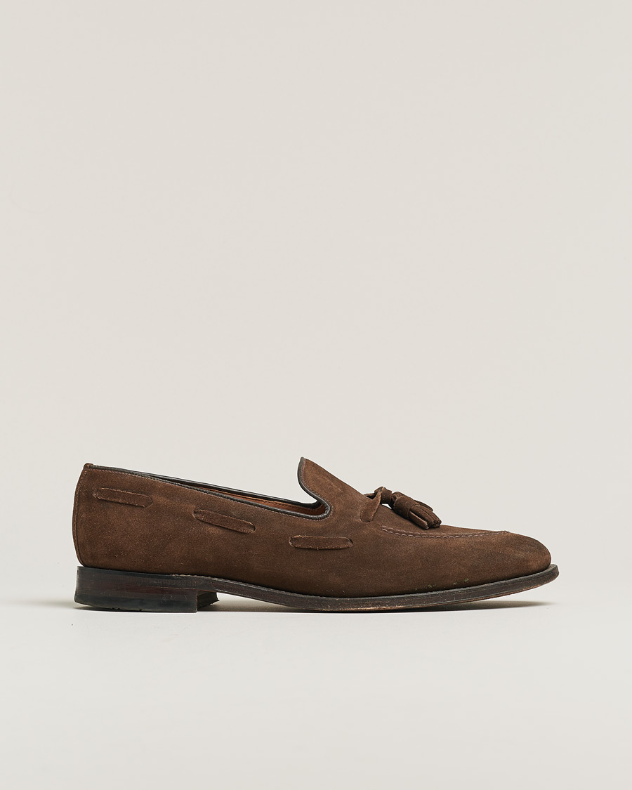 Uomini | Loake 1880 Lincoln Tassel Loafer Brown Suede UK10,5 - EU44,5 | Pre-owned | Loake 1880 Lincoln Tassel Loafer Brown Suede UK10,5 - EU44,5