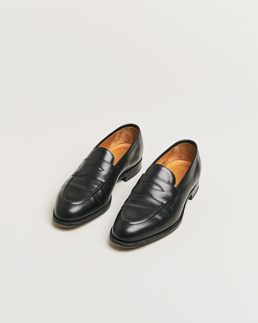 Uomini | Edward Green Piccadilly Penny Loafer Black Calf | Pre-owned | Edward Green Piccadilly Penny Loafer Black Calf