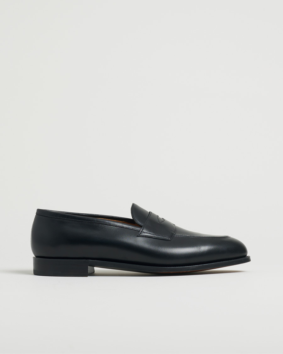 Uomini | Edward Green Piccadilly Penny Loafer Black Calf | Pre-owned | Edward Green Piccadilly Penny Loafer Black Calf