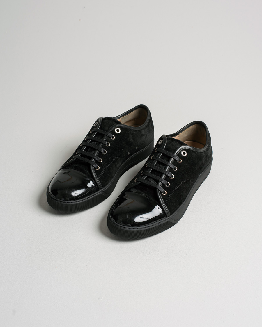 Uomini | Lanvin Patent Cap Toe Sneaker Black/Black | Pre-owned | Lanvin Patent Cap Toe Sneaker Black/Black