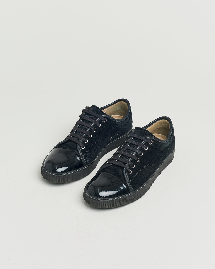 Uomini | Lanvin Patent Cap Toe Sneaker Black/Black | Pre-owned | Lanvin Patent Cap Toe Sneaker Black/Black