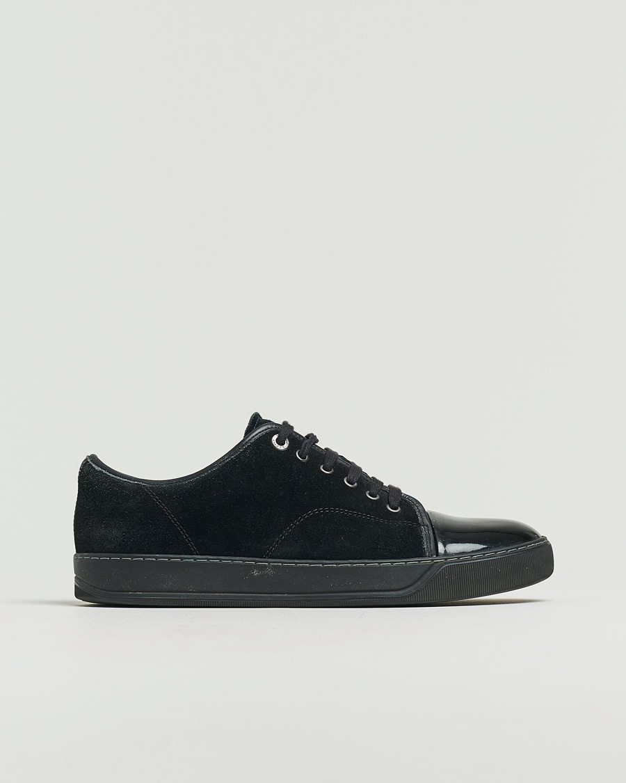 Uomini | Lanvin Patent Cap Toe Sneaker Black/Black | Pre-owned | Lanvin Patent Cap Toe Sneaker Black/Black