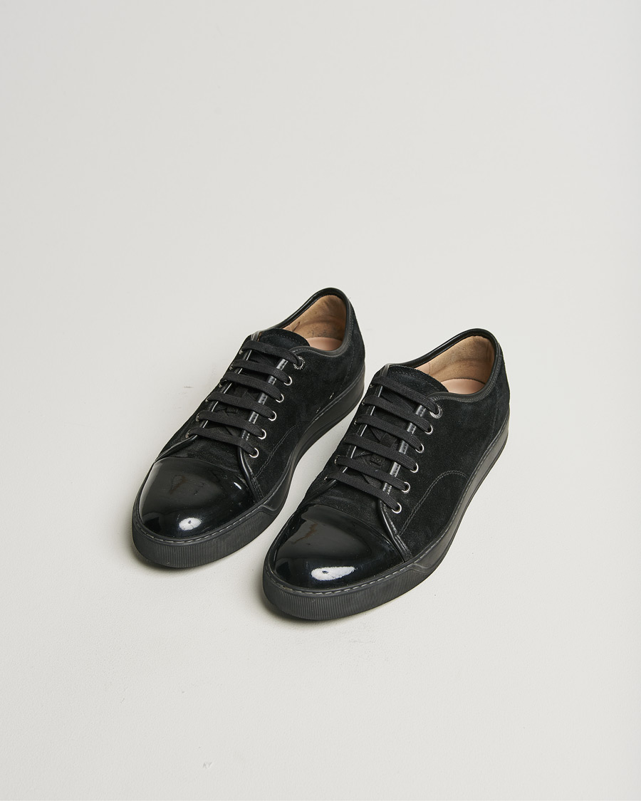 Uomini | Lanvin Patent Cap Toe Sneaker Black/Black | Pre-owned | Lanvin Patent Cap Toe Sneaker Black/Black
