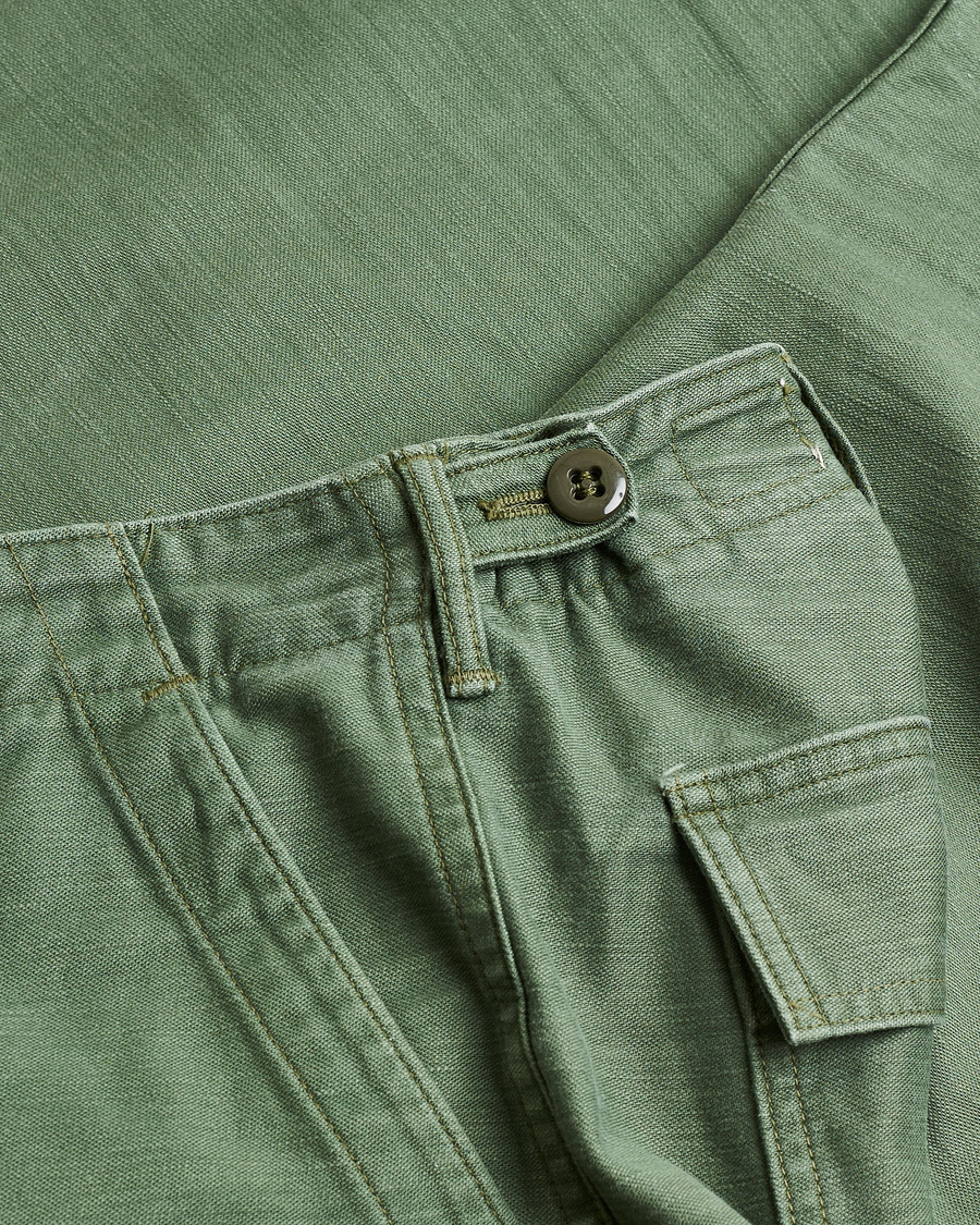 Uomini | orSlow Slim Fit Original Sateen Fatigue Pants Green M | Pre-owned | orSlow Slim Fit Original Sateen Fatigue Pants Green M