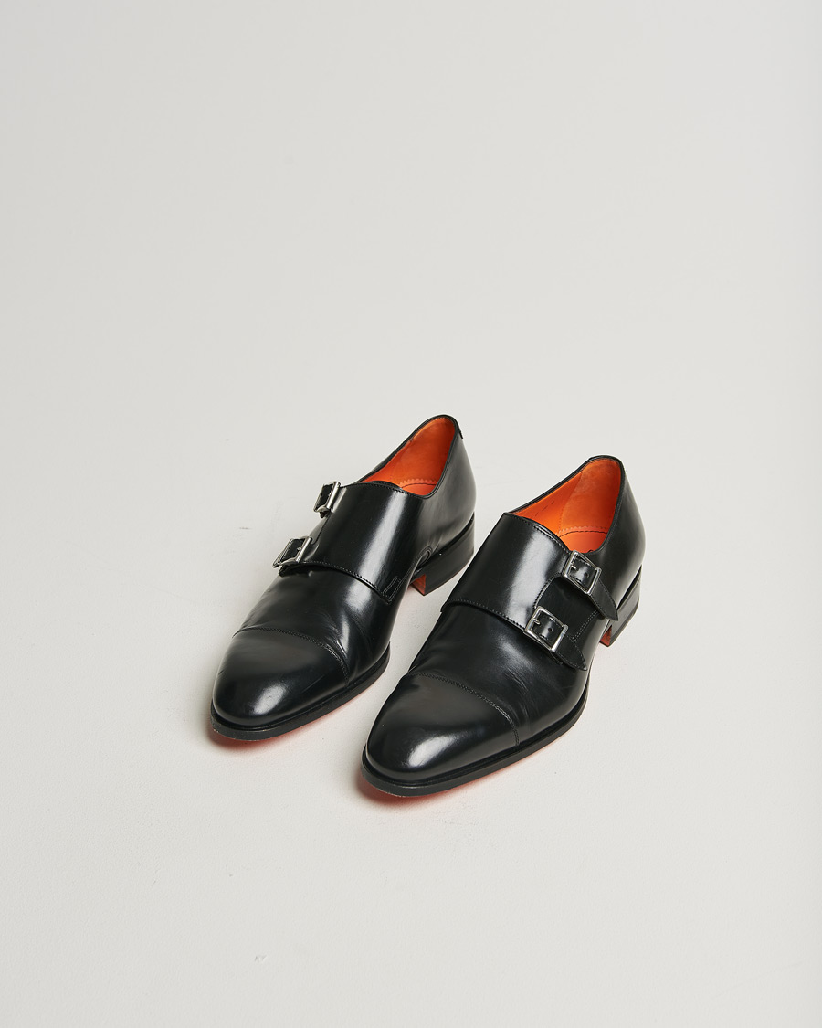 Uomini | Santoni Blake Double Monk Black Calf | Pre-owned | Santoni Blake Double Monk Black Calf
