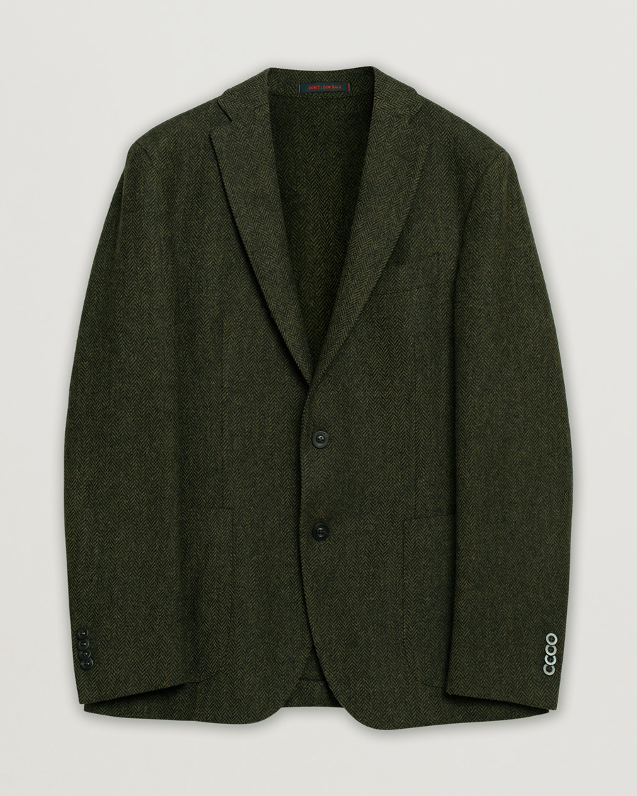 Uomini | Blazers | Pre-owned | The Gigi Degas Wool Herringbone Blazer Green 50