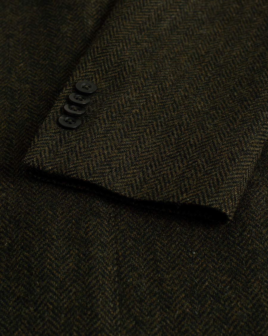 Uomini | Blazers | Pre-owned | The Gigi Degas Wool Herringbone Blazer Green 50