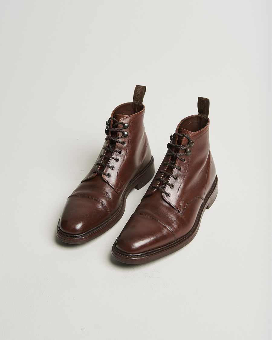 Uomini | Loake 1880 Roehampton Boot Dk Brown Burnished Calf | Pre-owned | Loake 1880 Roehampton Boot Dk Brown Burnished Calf