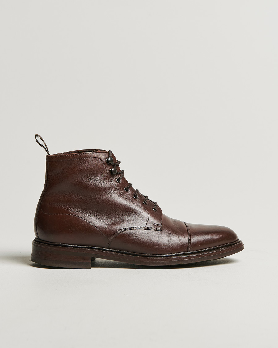 Uomini | Loake 1880 Roehampton Boot Dk Brown Burnished Calf | Pre-owned | Loake 1880 Roehampton Boot Dk Brown Burnished Calf
