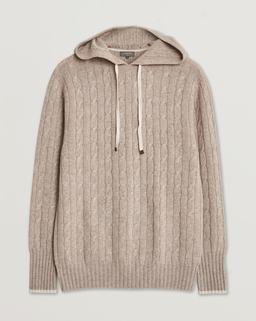 Uomini | Maglioni Pre-owned | Pre-owned | N. Peal Cable Cashmere Hoodie Beige S