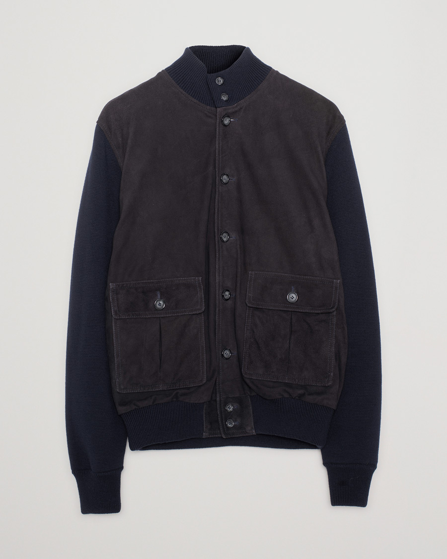 Uomini | Giacche | Pre-owned | Valstar Valstarino Suede Combo Jacket Navy Suede