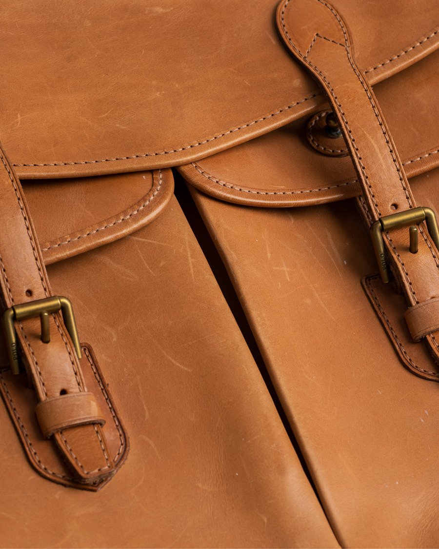 Uomini | Polo Ralph Lauren Leather Duffle Bag Natural | Pre-owned | Polo Ralph Lauren Leather Duffle Bag Natural