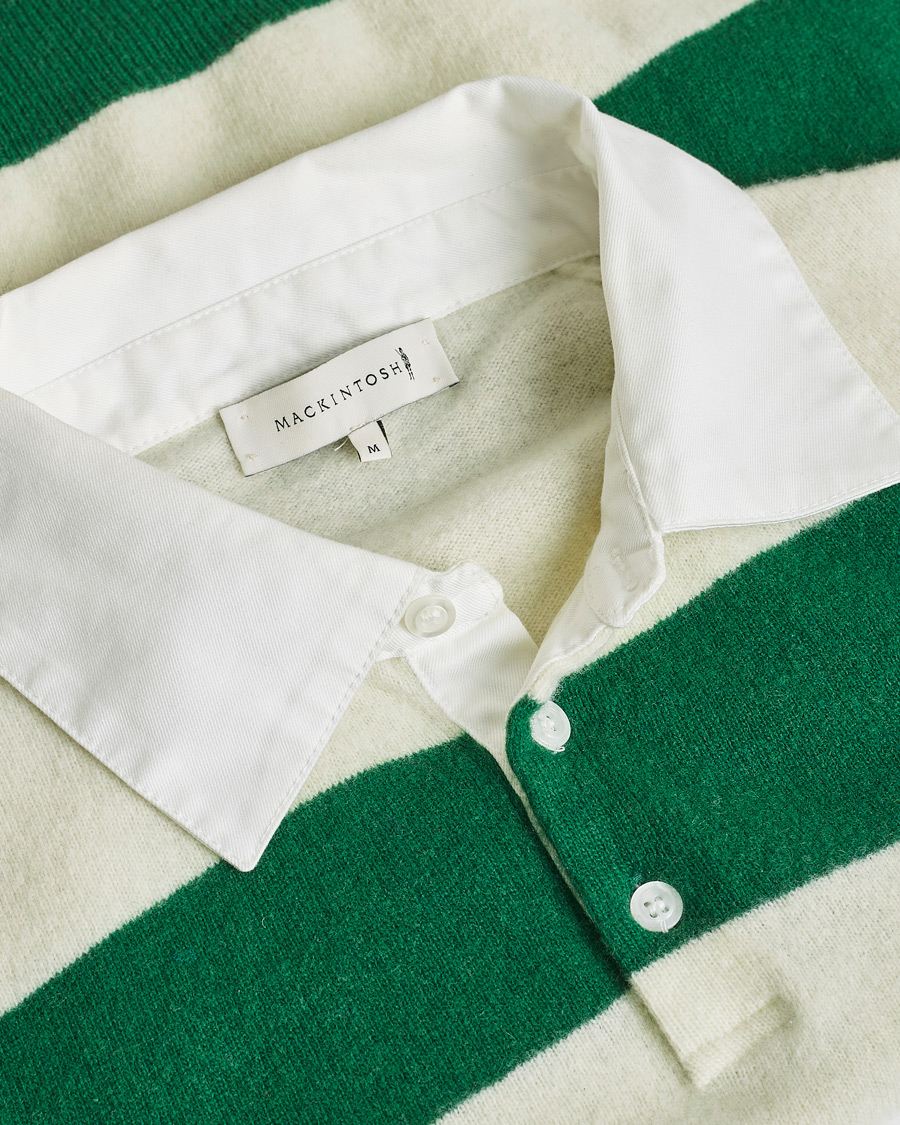 Uomini | Mackintosh Knitted Wool Rugby Sweater Green/White | Pre-owned | Mackintosh Knitted Wool Rugby Sweater Green/White