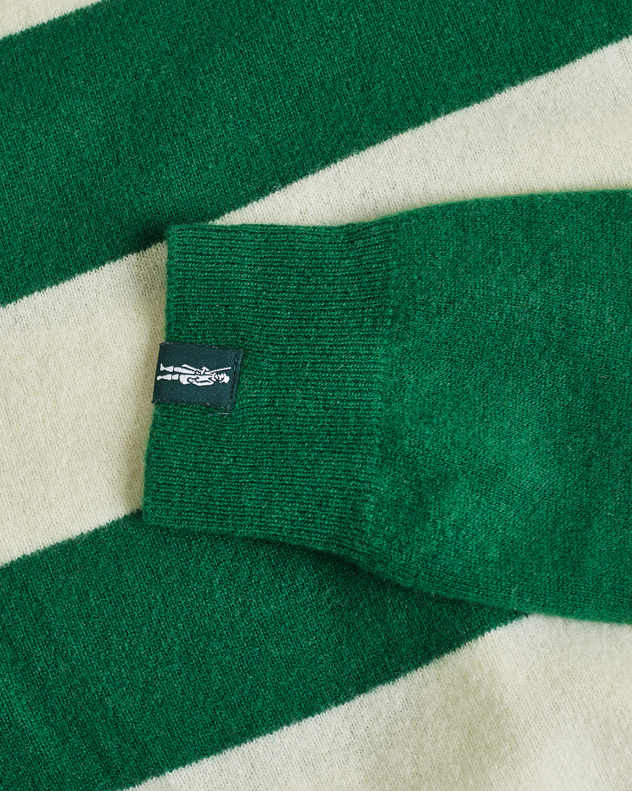 Uomini | Mackintosh Knitted Wool Rugby Sweater Green/White | Pre-owned | Mackintosh Knitted Wool Rugby Sweater Green/White
