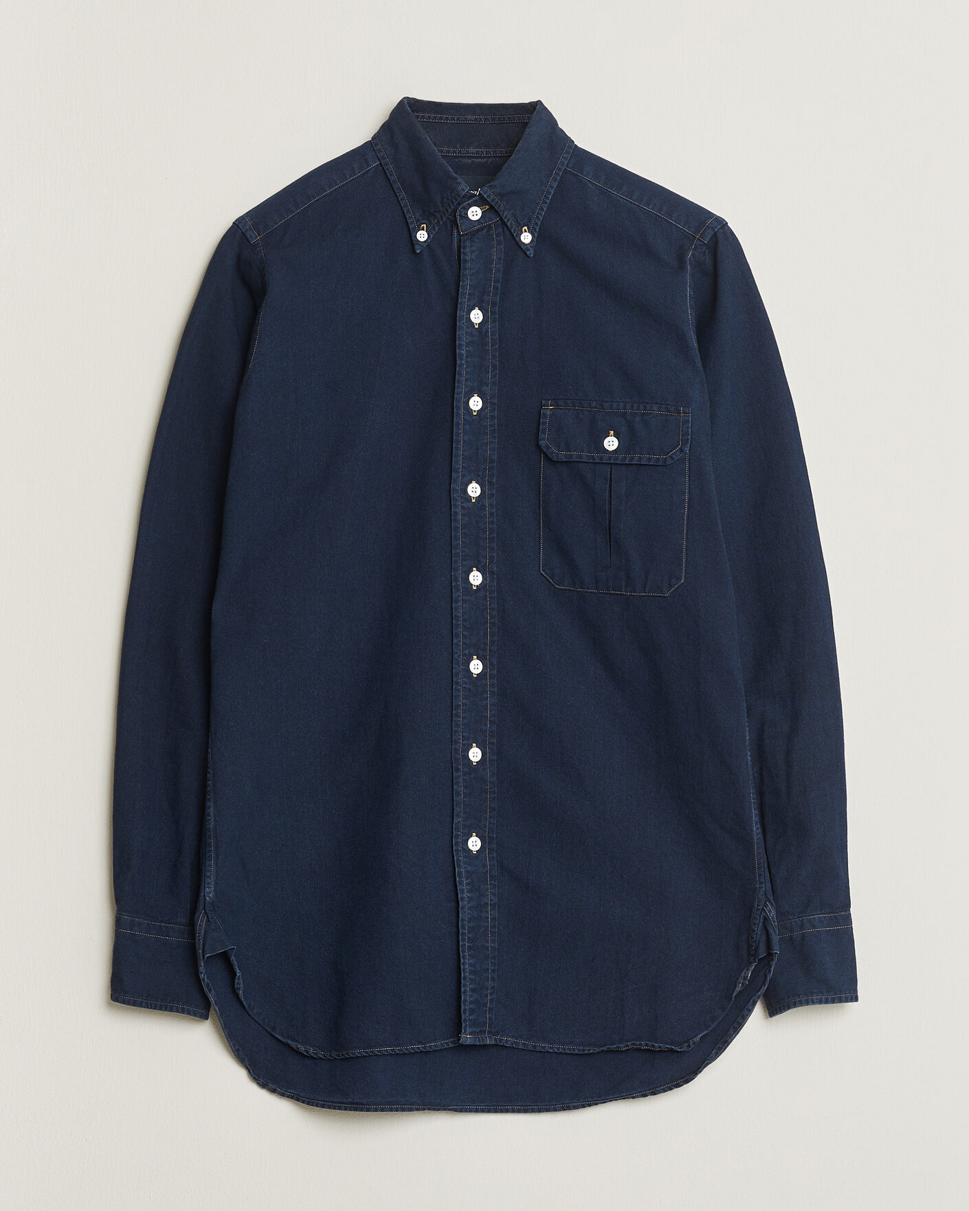 Uomini | Camicie Pre-owned | Pre-owned | Drake's The American Flap B.O Oxford Shirt Navy 15,5(39 - M)