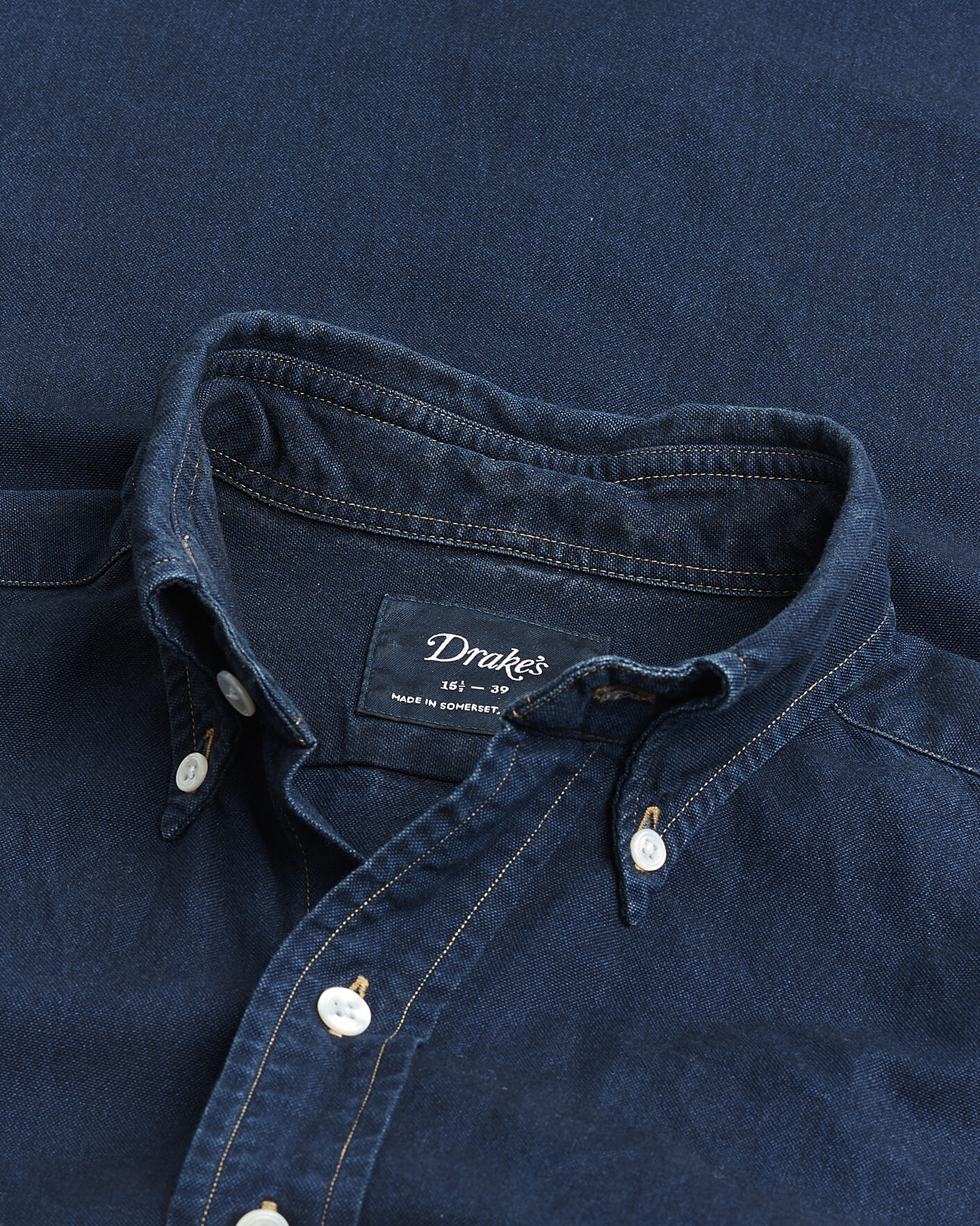 Uomini | Camicie Pre-owned | Pre-owned | Drake's The American Flap B.O Oxford Shirt Navy 15,5(39 - M)