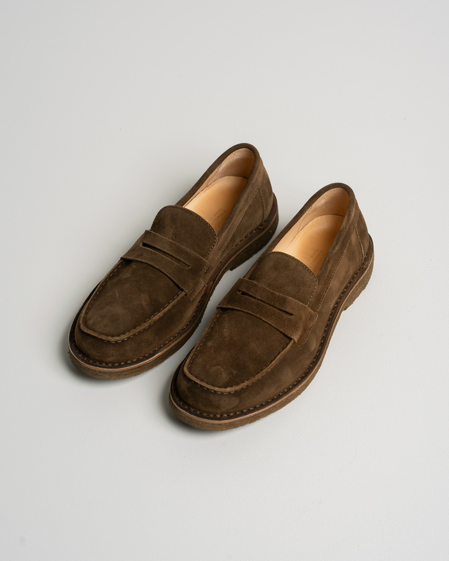 Uomini | Astorflex Mokaflex Loafer Dark Khaki Suede | Pre-owned | Astorflex Mokaflex Loafer Dark Khaki Suede