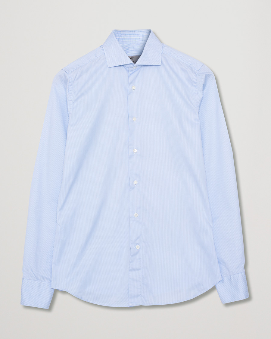 Uomini | Camicie | Pre-owned | Canali Slim Fit Striped Cotton Shirt Light Blue