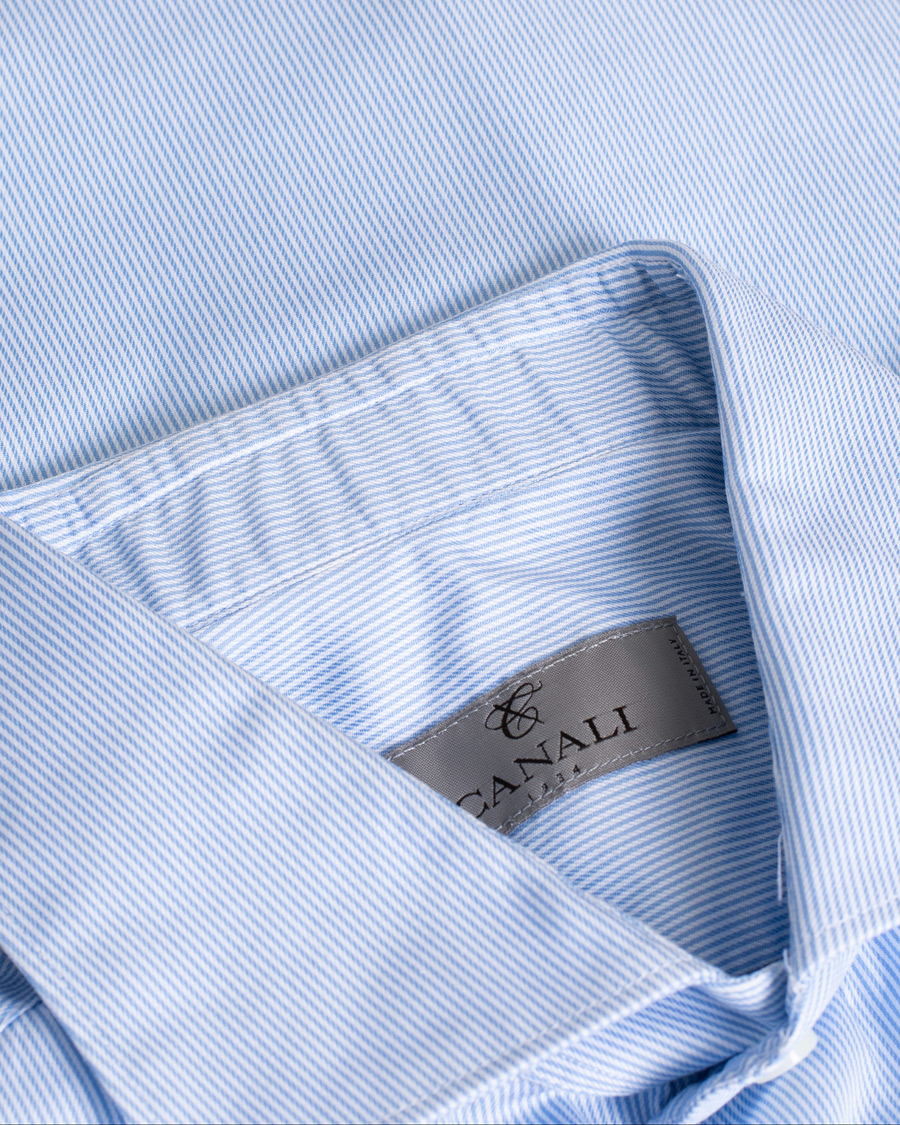 Uomini | Camicie | Pre-owned | Canali Slim Fit Striped Cotton Shirt Light Blue