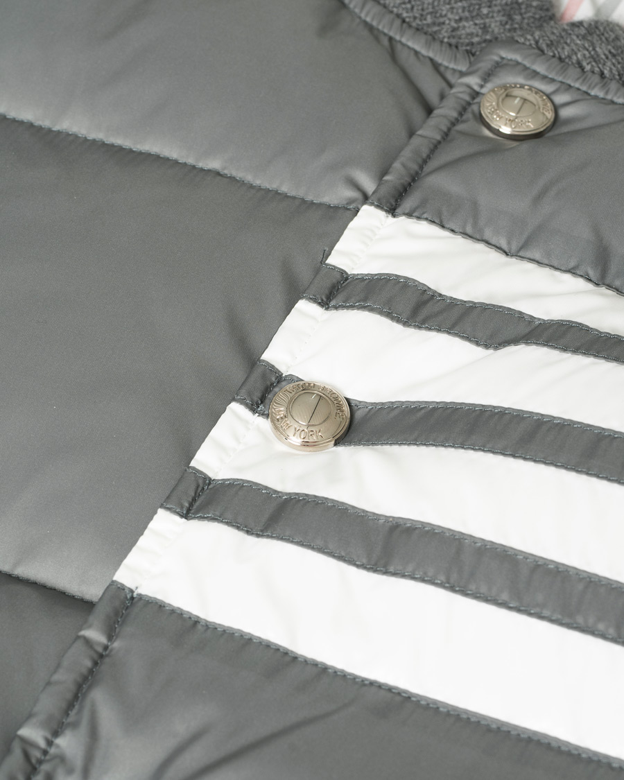 Uomini | Giacche | Pre-owned | Thom Browne 4 Bar Snap Front Down Vest Light Grey