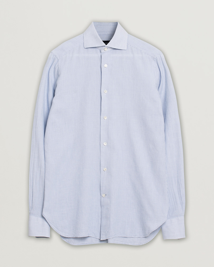 Uomini | Camicie | Pre-owned | Ermenegildo Zegna Slim Fit Cotton Blend Shirt Light Blue Check 38 - S
