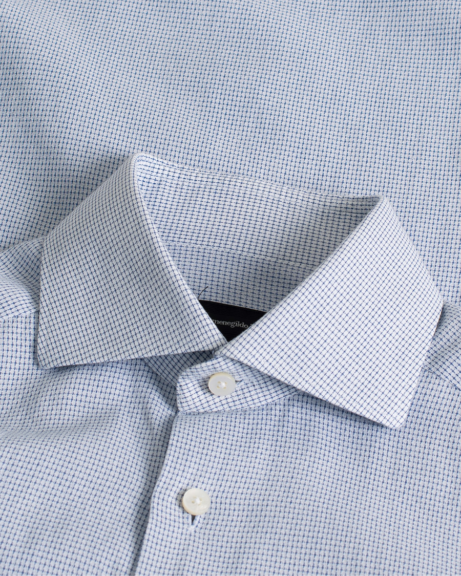 Uomini | Camicie | Pre-owned | Ermenegildo Zegna Slim Fit Cotton Blend Shirt Light Blue Check 38 - S