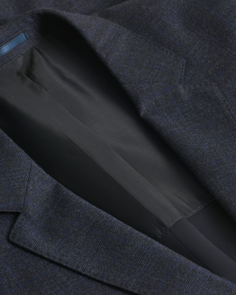 Uomini | Blazers | Pre-owned | BOSS Huge/Genius Slim Fit Wool Suit Check Blue 50