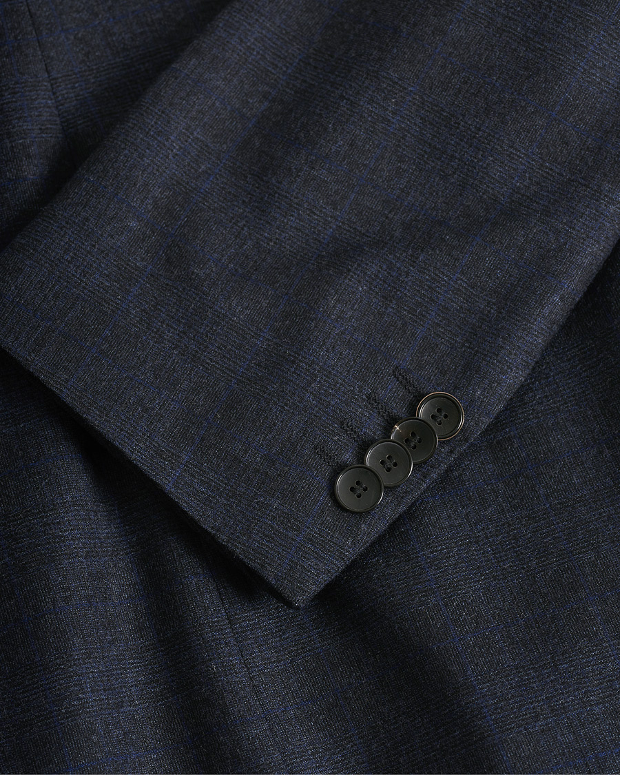 Uomini | Blazers | Pre-owned | BOSS Huge/Genius Slim Fit Wool Suit Check Blue 50