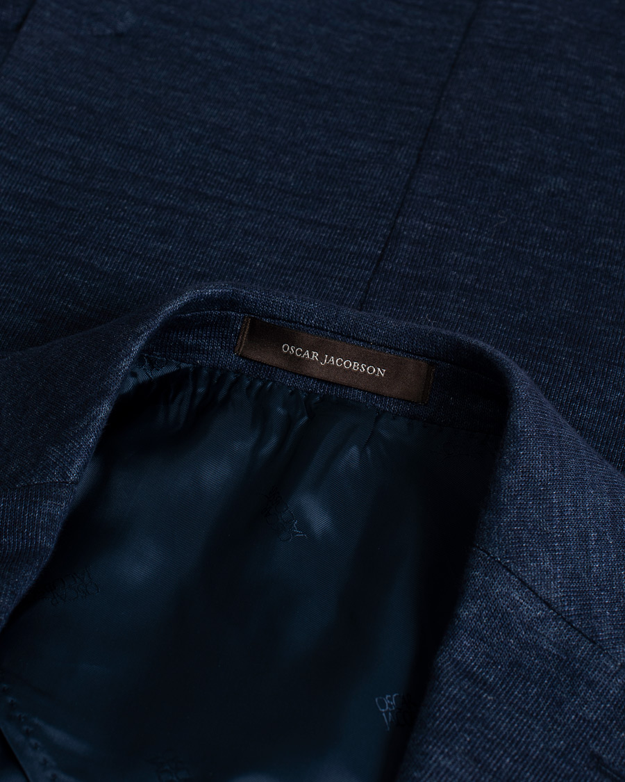 Uomini | Blazers | Pre-owned | Oscar Jacobson Egel Patch Linen Blazer Blue 50