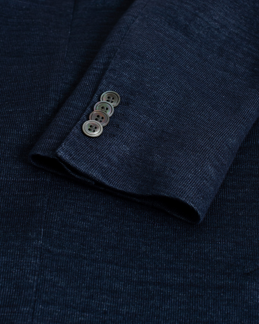 Uomini | Blazers | Pre-owned | Oscar Jacobson Egel Patch Linen Blazer Blue 50