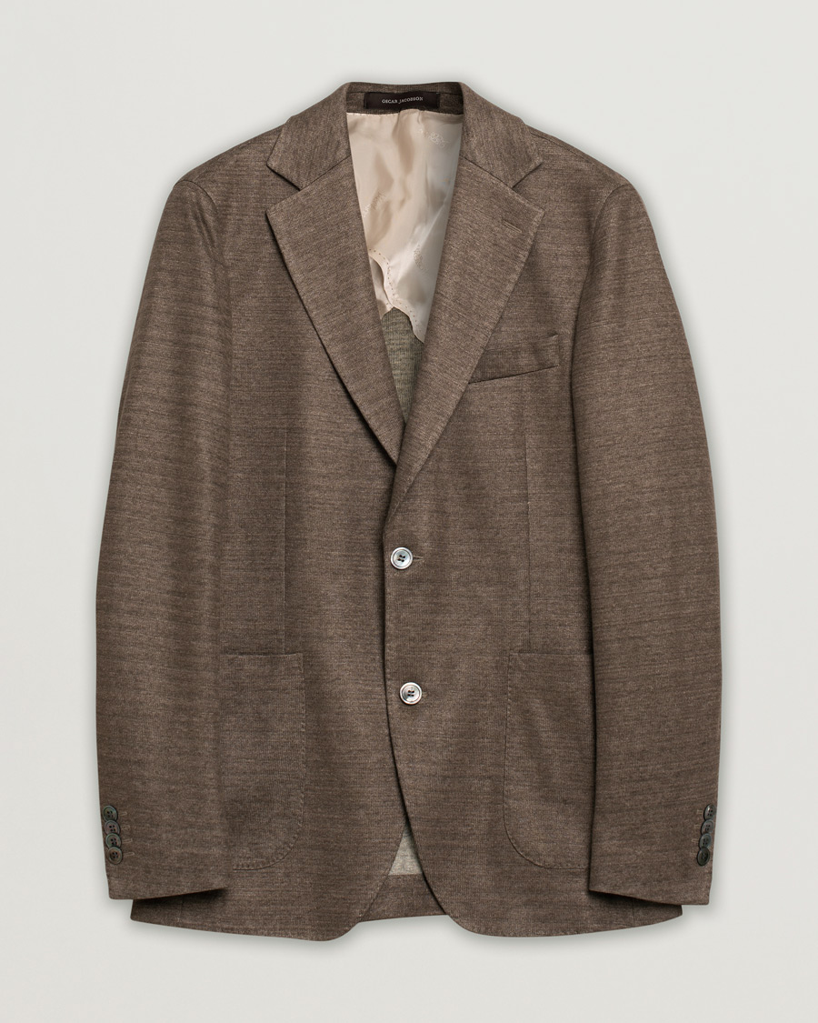 Uomini | Blazers | Pre-owned | Oscar Jacobson Egel Patch Linen Blazer Brown 50