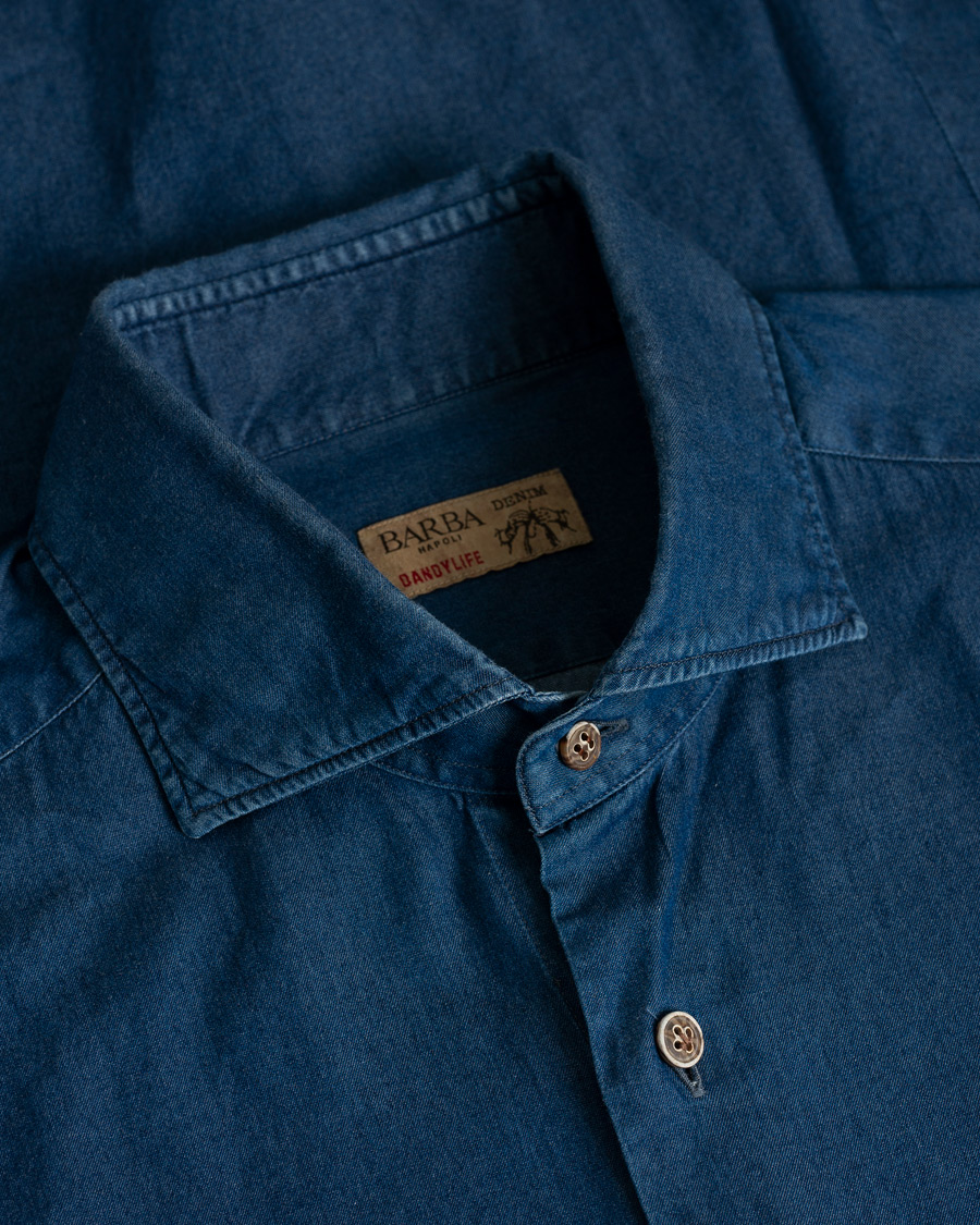 Uomini | Camicie | Pre-owned | Barba Napoli Dandylife Denim Slim Fit Shirt Dark Blue 41 - L