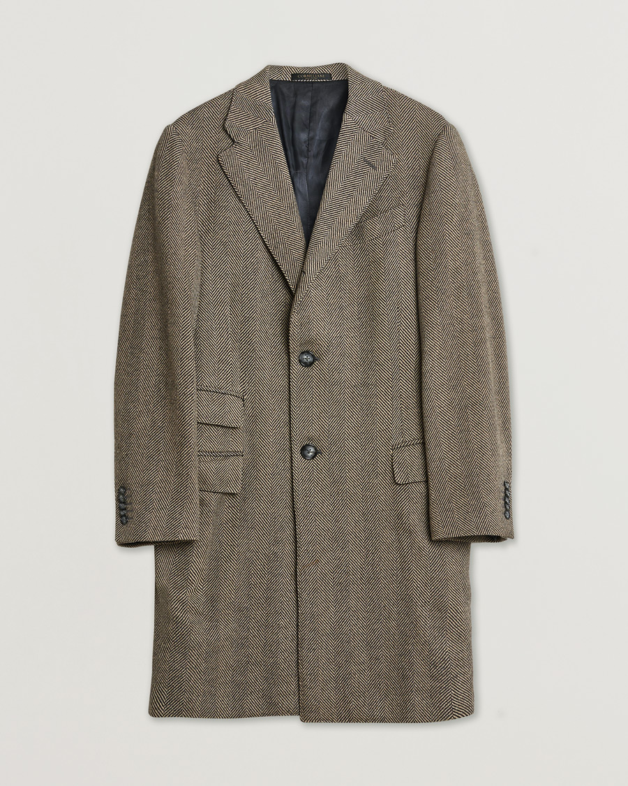 Uomini | Giacche Pre-owned | Pre-owned | Corneliani Cashmere Blend Herringbone Coat Brown 46