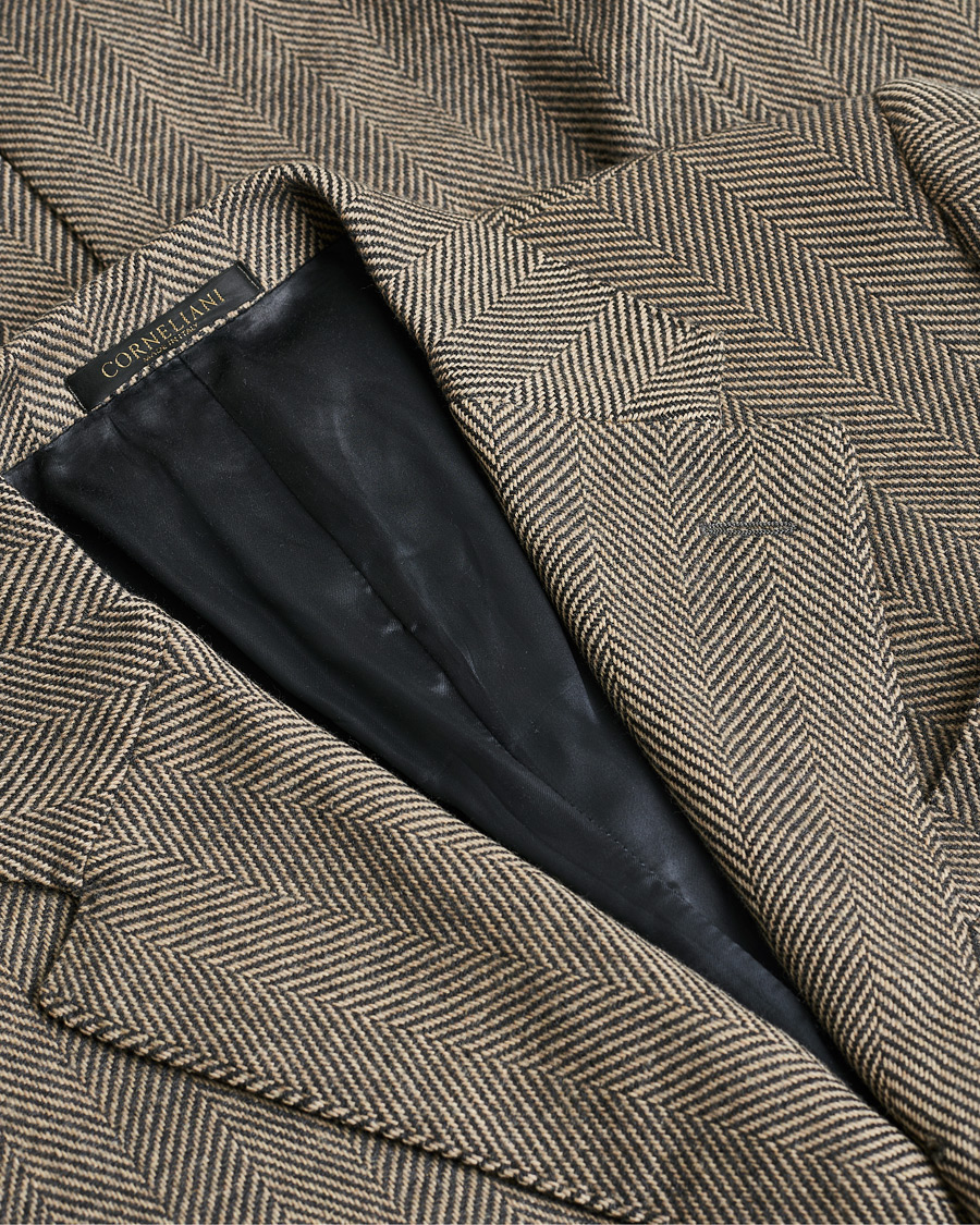 Uomini | Giacche Pre-owned | Pre-owned | Corneliani Cashmere Blend Herringbone Coat Brown 46