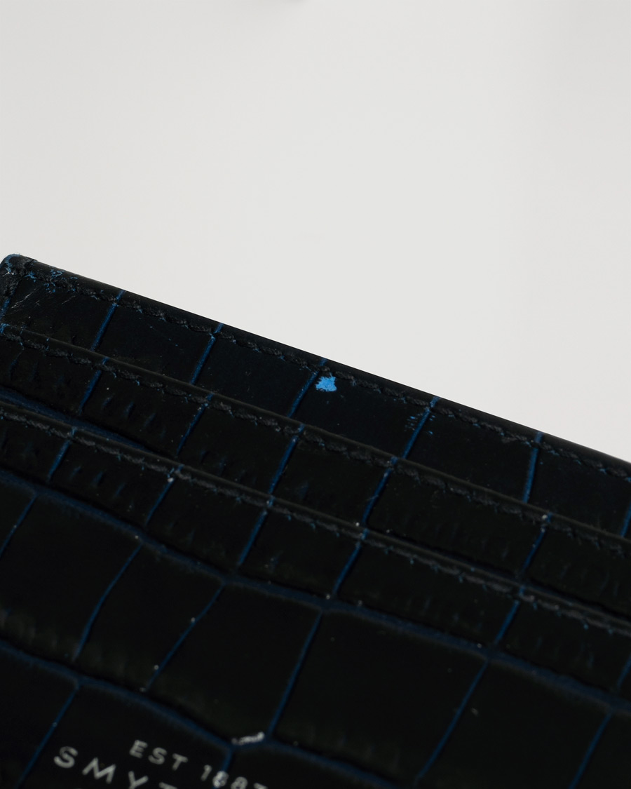 Uomini | Smythson Mara Flat Card Holder Navy | Pre-owned | Smythson Mara Flat Card Holder Navy