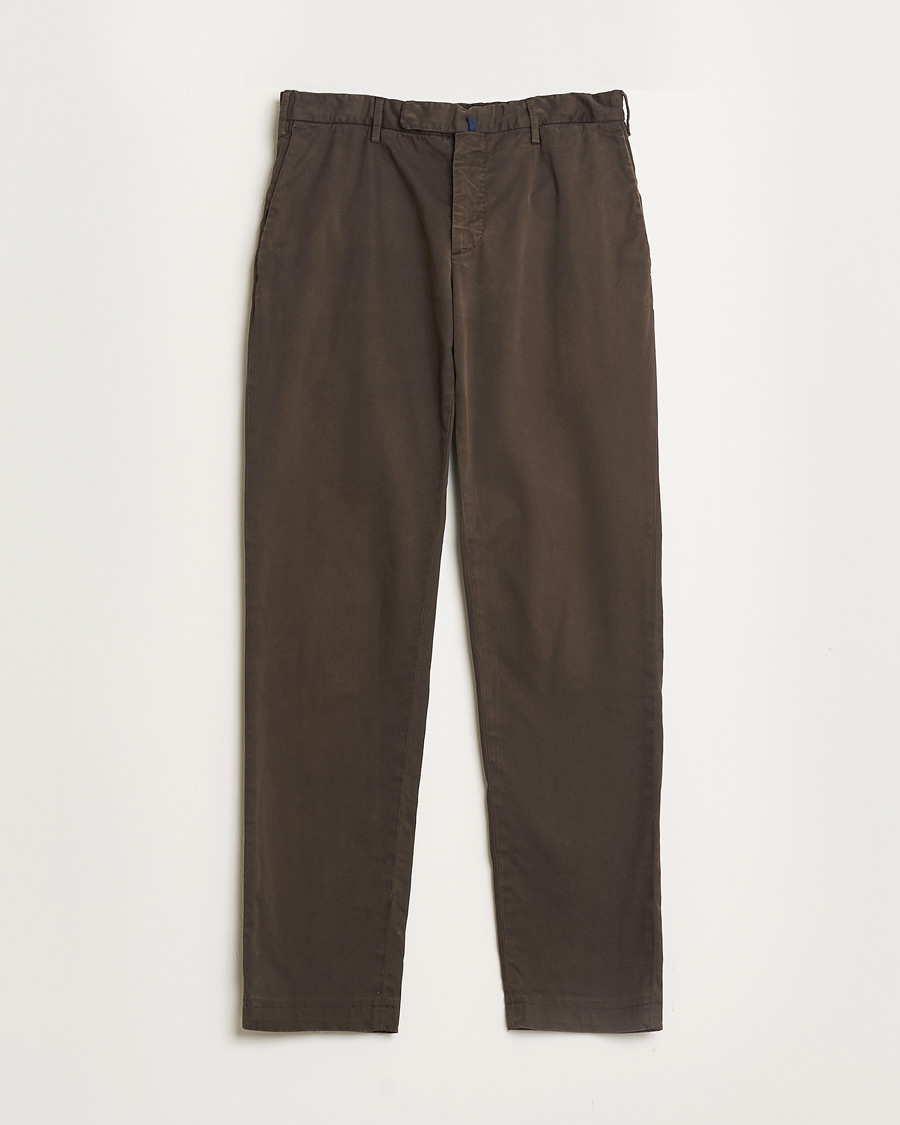 Uomini | Pantaloni Pre-owned | Pre-owned | Incotex Slim Fit Cotton Stretch Chinos Dark Brown 48