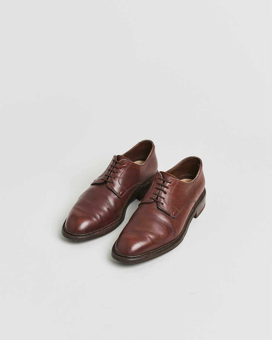 Uomini | Paraboot Grained Leather Derby Dark Brown UK8 - EU42 | Pre-owned | Paraboot Grained Leather Derby Dark Brown UK8 - EU42